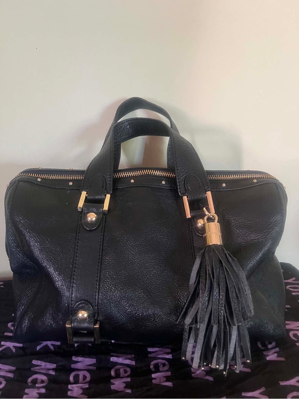 Juicy Couture Black Satchel with Gold Hardware and Tassel